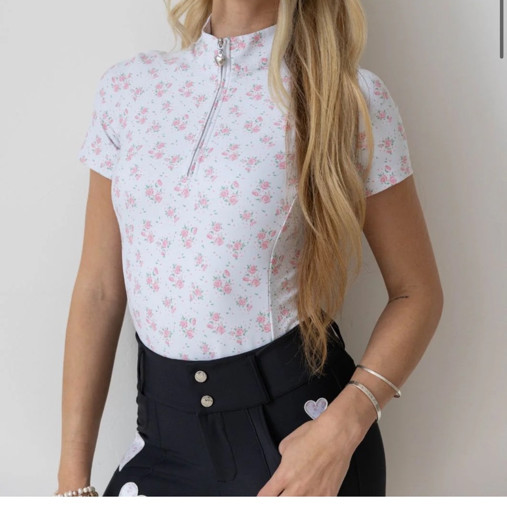 Black Heart Equestrian Floral Base Layer Top